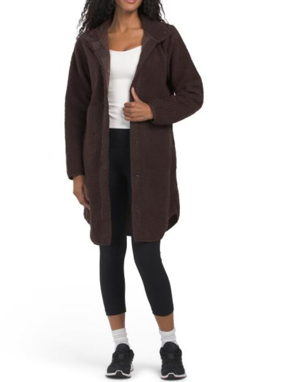ASPEN Boucle Fleece Hidden Snap Stadium Coat